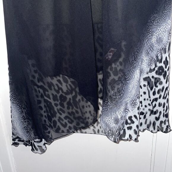 Gena polyester chiffon black & white wrap scarf - Picture 3 of 10